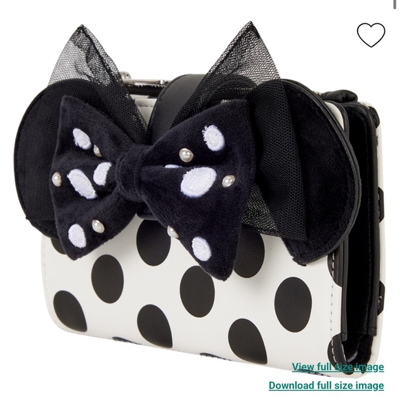 Loungefly Minnie Mouse Exclusive Polka Dot Pearl Mini Backpack & Wallet - Picture 4 of 12